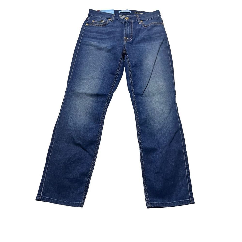 7 For All Mankind Women's Blue Kimmie Crop Contour Waist Skinny Jeans  29 NWT